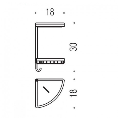 Полочка корзинка COLOMBO DESIGN ANGOLARI B9601 угловая двойная с керамической полкой с крючком цвет хром
