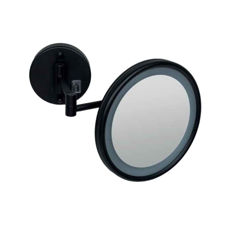 Косметическое зеркало COLOMBO DESIGN SPECCHI INGRANDITORI B9954.NE настенное с подсветкой увеличение 3 раза питание от сети цвет черный матовый