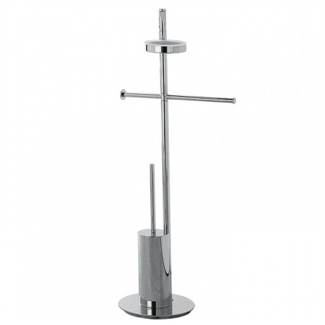 Стойка COLOMBO DESIGN PLANETS B9813 напольная с полотенцедержателем с мыльницей с держателем туалетной бумаги и с ершиком цвет хром
