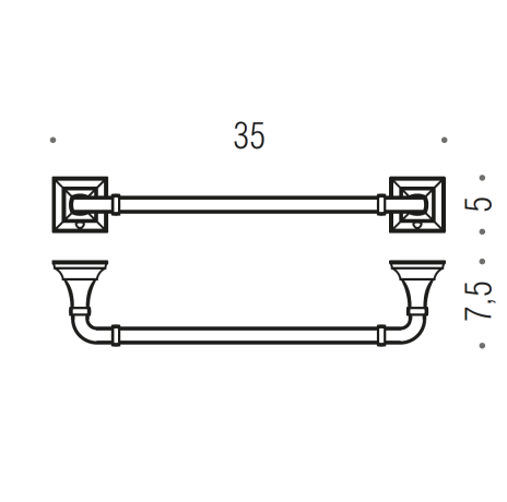 Полотенцедержатель COLOMBO DESIGN PORTOFINO B3209 широкий 35 см цвет хром