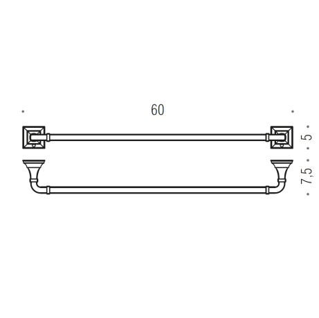 Полотенцедержатель COLOMBO DESIGN PORTOFINO B3211 широкий 60 см цвет хром