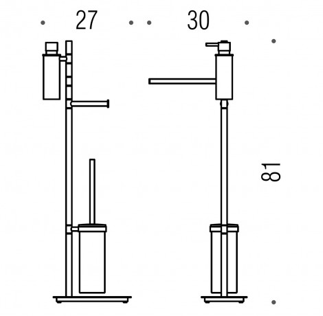 Стойка COLOMBO DESIGN SQUARE B9918 напольная с полотенцедержателем с дозатором с держателем туалетной бумаги и с ершиком цвет хром