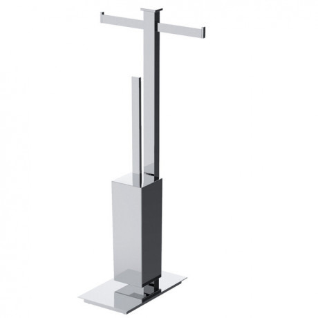 Стойка COLOMBO DESIGN UNITS B9108 напольная с двойным держателем туалетной бумаги и ершиком цвет хром